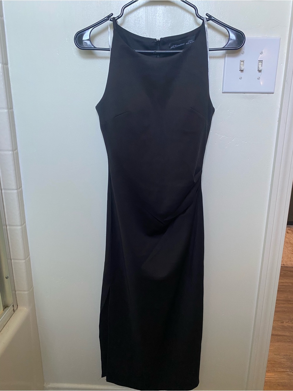 Occasion Black Midi Halter Dress